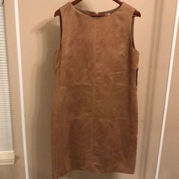 NWT Cremieux Tan Sueded Sheath Dress - Size 12 - Picture 1 of 8